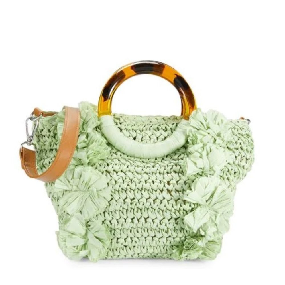 COLLECTION 18 Women's Fringe Ring Top Handle Bag In Green